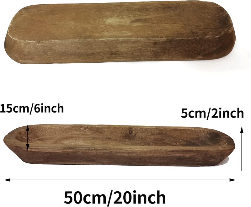 linsuo Wooden Dough Bowl Decor, Vintage Wooden Bowl Hand Carved Home Decor for Dining Table Center, Living Room, Kitchen Decor. (20inch brown) - Image 2